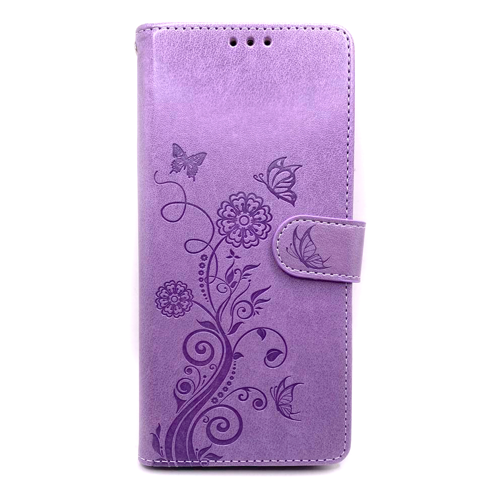 Чохол книжка Letaher flip Flower pattern для Oppo Reno 13F (Purple)-0